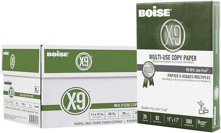 Boise X-9 Multi-Use Printer & Copy Paper, 5 Reams, White, Ledger (11in x 17in), 2500 Sheets Per Case, 20 Lb, 92 Brightness - Image 1
