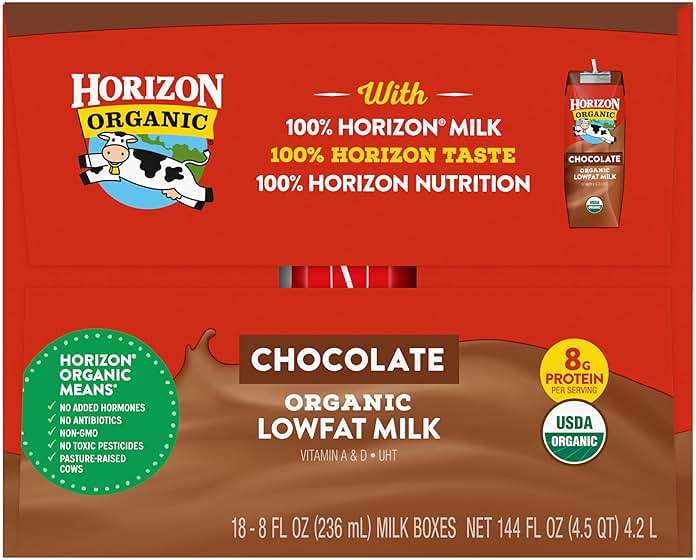 Horizon Organic Shelf Stable 1% Lowfat Chocolate Milk Boxes, Pack of 18 - 8g Protein per Serving - Image 11