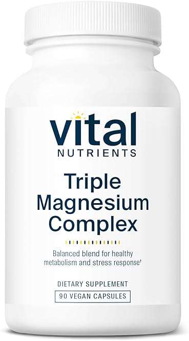 Vital Nutrients Triple Magnesium Complex Supplement | Vegan Magnesium Glycinate, Malate & Oxide 250mg | Easily Absorbed Magnesium Supplement for Stress, Muscle, Heart, Bone Support | 90 Capsules - Image 1