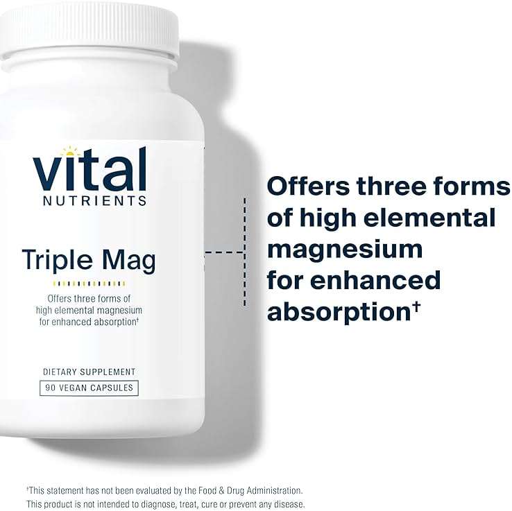 Vital Nutrients Triple Magnesium Complex Supplement | Vegan Magnesium Glycinate, Malate & Oxide 250mg | Easily Absorbed Magnesium Supplement for Stress, Muscle, Heart, Bone Support | 90 Capsules - Image 3