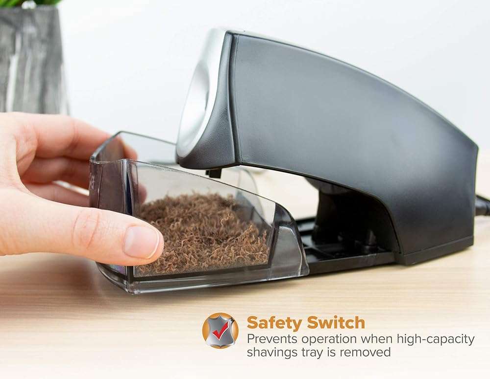Bostitch Office Electric Pencil Sharpener for Classroom & Desk Use, Heavy-Duty Stall-Free Motor, High-Capacity Shavings Tray, Black - Image 4