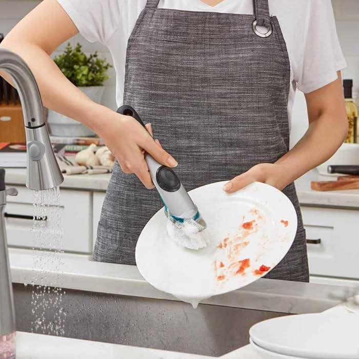 OXO Steel Soap Dispensing Dish Brush, Dish Scrubber - Image 5