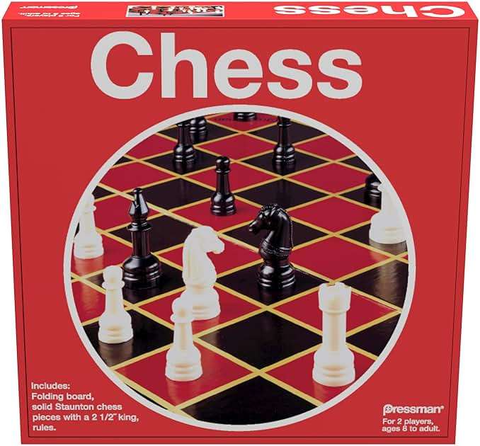 Pressman Toy Chess in Box, Red, 5" - Image 1