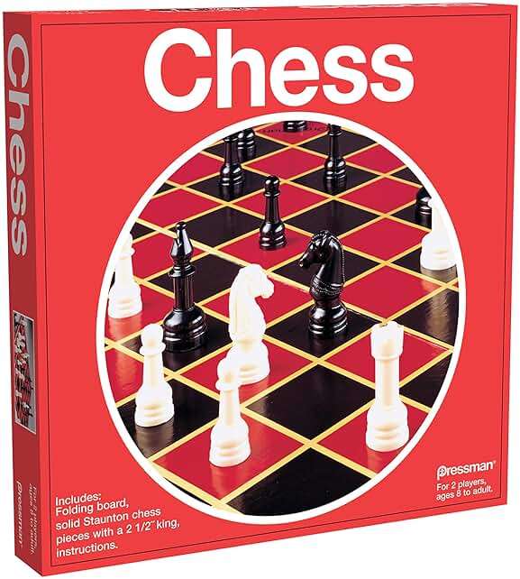 Pressman Toy Chess in Box, Red, 5" - Image 2