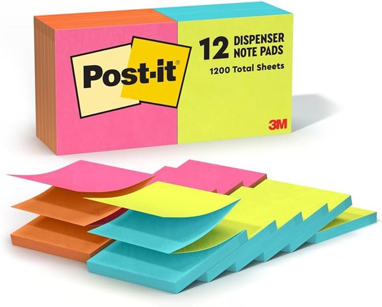 Post-it Pop-up Notes, 12 Sticky Note Pads, 3 x 3 in., School Supplies, Office Products, Accordion Sticky Notes Work with Pop-Up Note Dispenser, Poptimistic Collection, Alternating Colors - Product Image