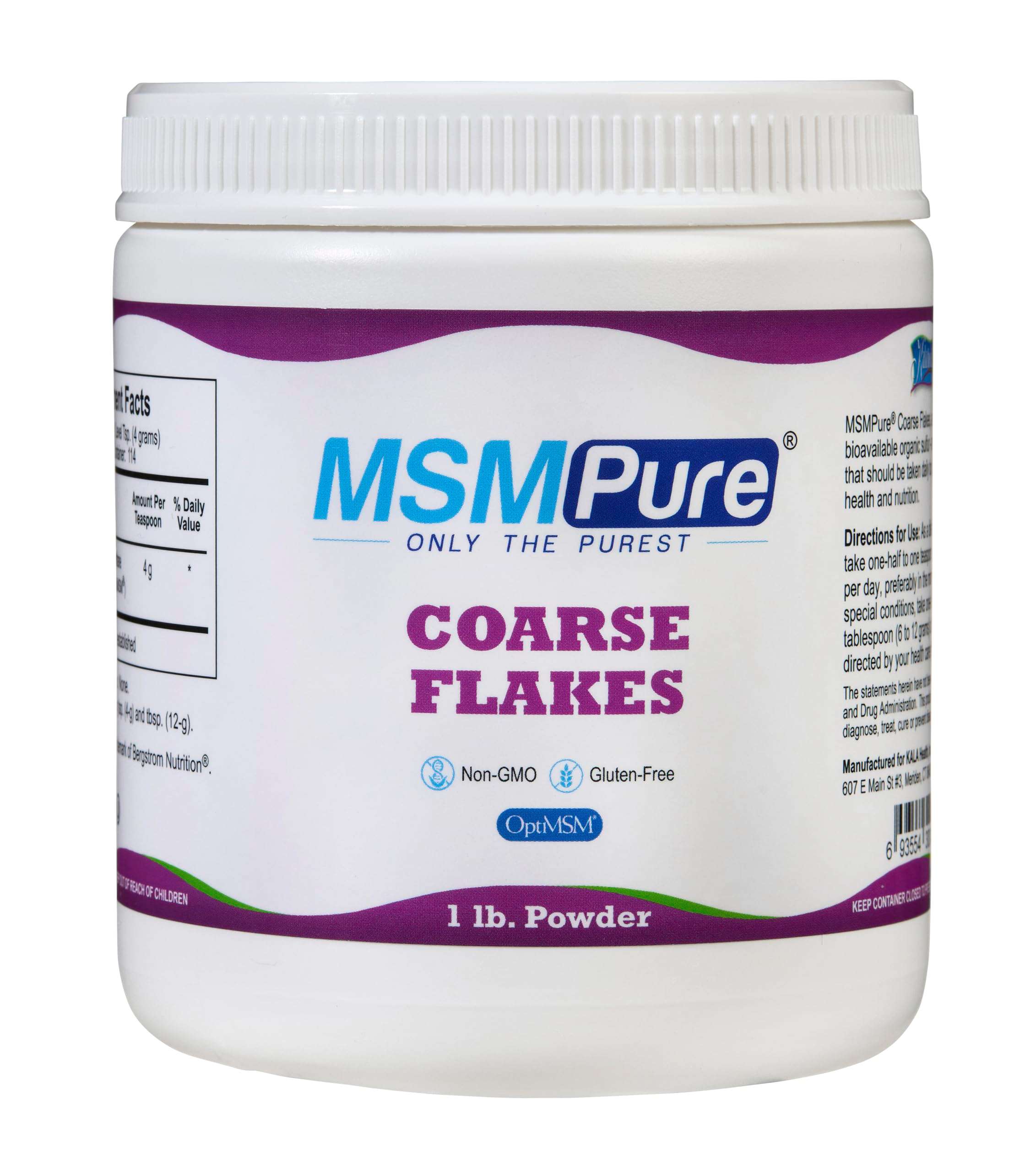 KALA HEALTH MSMPure Coarse MSM Powder Flakes – US-Made MSM for Joint Health, Skin Appearance, and Hair & Nail Support – 1 lb, Organic Sulfur - Image 2