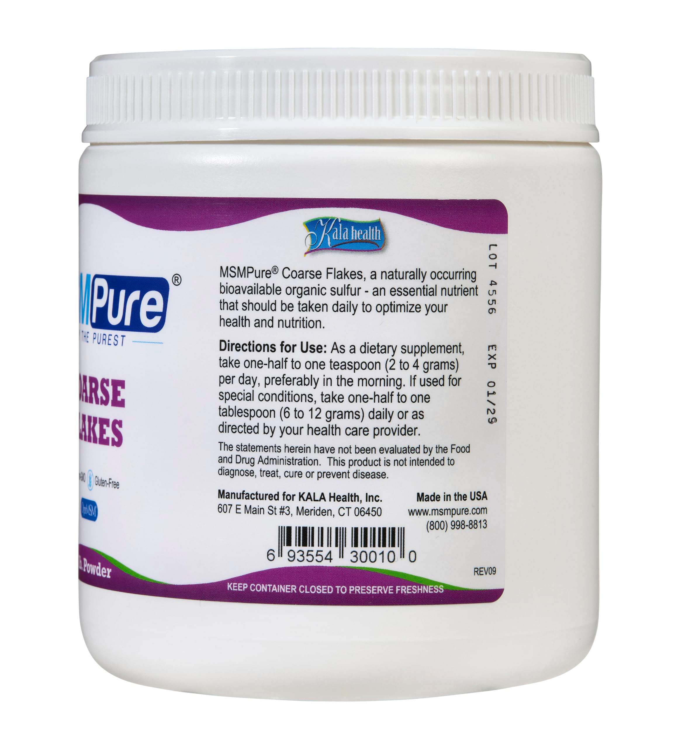 KALA HEALTH MSMPure Coarse MSM Powder Flakes – US-Made MSM for Joint Health, Skin Appearance, and Hair & Nail Support – 1 lb, Organic Sulfur - Image 4