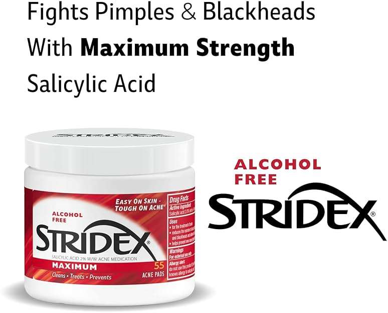 Stridex Medicated Acne Pads, Maximum, 55 Count – Facial Cleansing Wipes, Alcohol Free, Acne Treatment for Face, For Moderate Acne, Smooth Application - Image 7