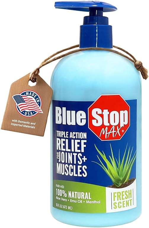 Blue Stop Max Massage Gel for Body Aches, 16 oz Pump Bottle; 3 in 1 Product Relieves Body Aches, Supports Joints and Nourishes the Skin - Image 1