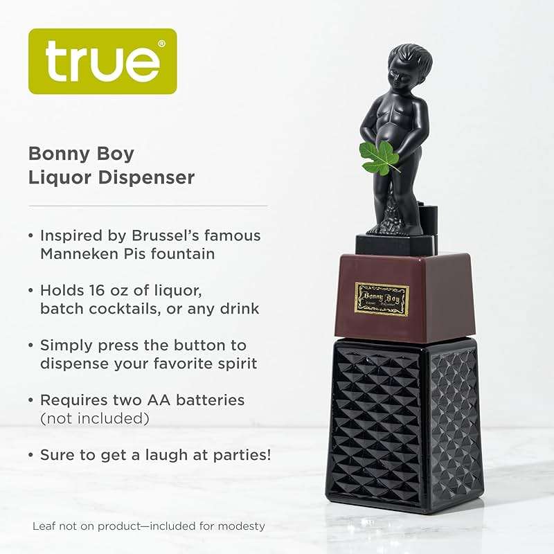 True Bonny Boy Liquor Dispenser, Novelty Drink Dispenser for Whiskey, Bourbon, Vodka, Gin, and Spirits, Fun Bar Cart Accessories for Home Bar, Man Cave, or Liquor Cabinet Decor, 16 oz, Set of 1 - Image 4