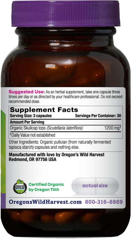 Oregon's Wild Harvest Organic Skullcap Vegan Capsules | Traditional Herbal Supplement, 90 Count - Image 2