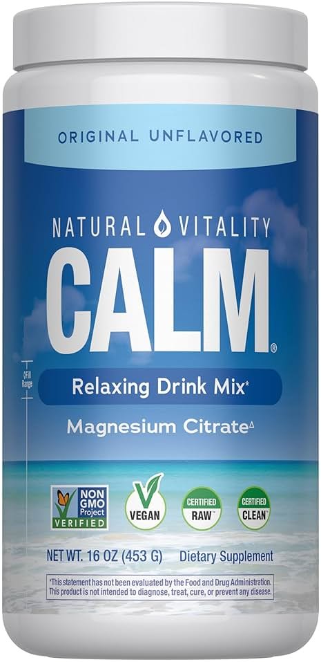 Natural Vitality Calm, Magnesium Supplement, Anti-Stress Drink Mix Powder, Gluten Free, Vegan, & Non-GMO, Original Unflavored, 16 oz - Product Image