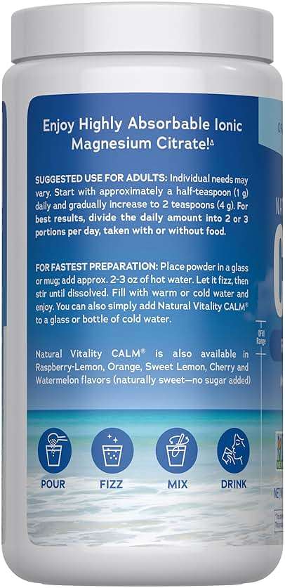 Natural Vitality Calm, Magnesium Supplement, Anti-Stress Drink Mix Powder, Gluten Free, Vegan, & Non-GMO, Original Unflavored, 16 oz - Image 3