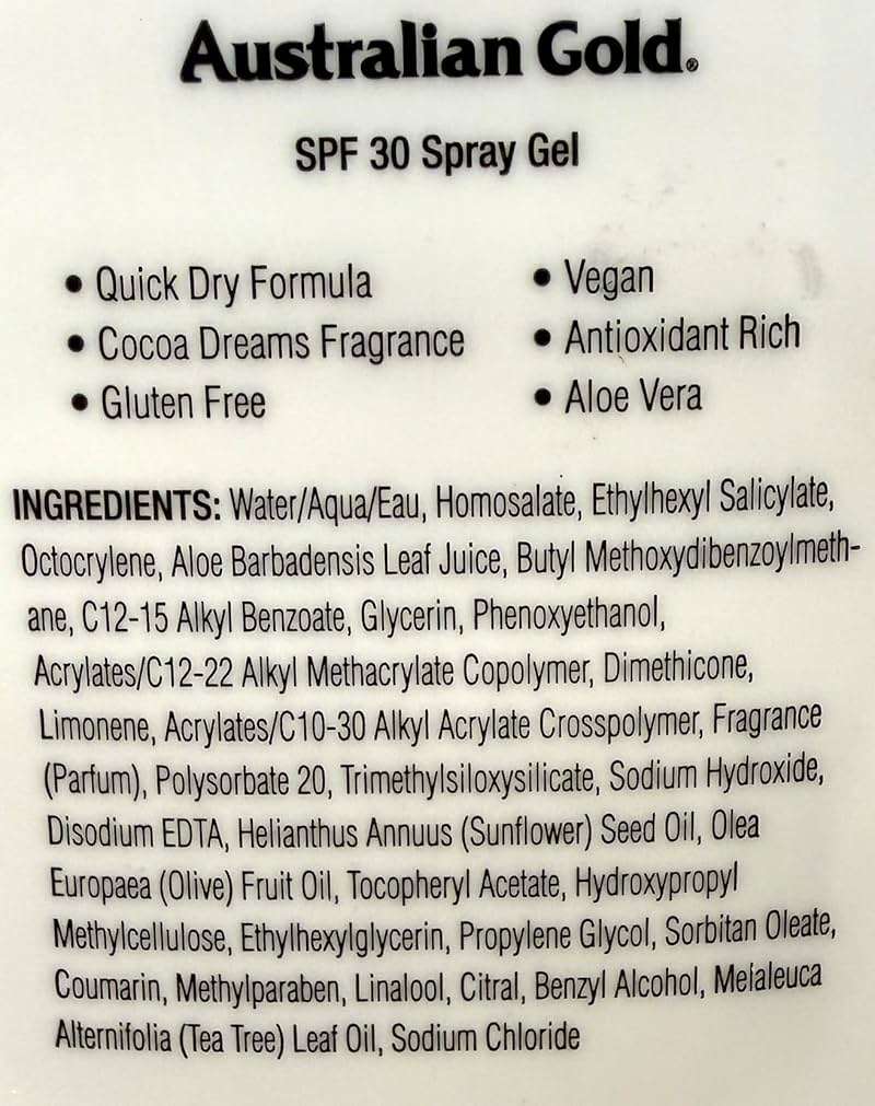 Australian Gold Spray Gel Sunscreen, SPF 30, 8 Ounce | Moisture Max | Infused with Aloe Vera | Broad Spectrum | Water Resistant - Image 2