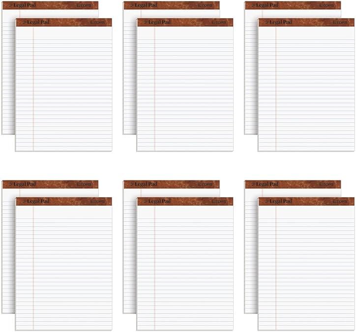 TOPS 8.5 x 11 3/4 Legal Pads, 12 Pack, The Legal Pad Brand, Wide Ruled, White Paper, 50 Sheets Per Writing Pad, Made in the USA (7533) - Product Image