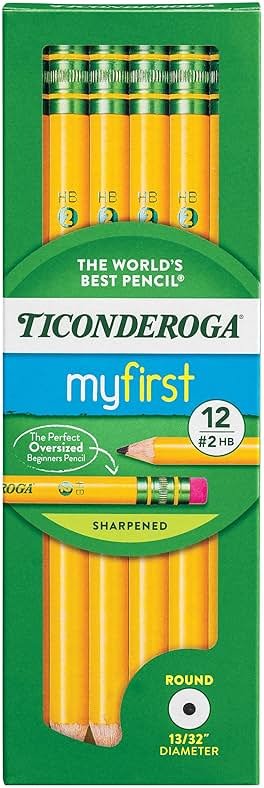 Ticonderoga My First Wood-Cased Pencils, Pre-Sharpened, 2 HB, Yellow, 12 Count - Product Image