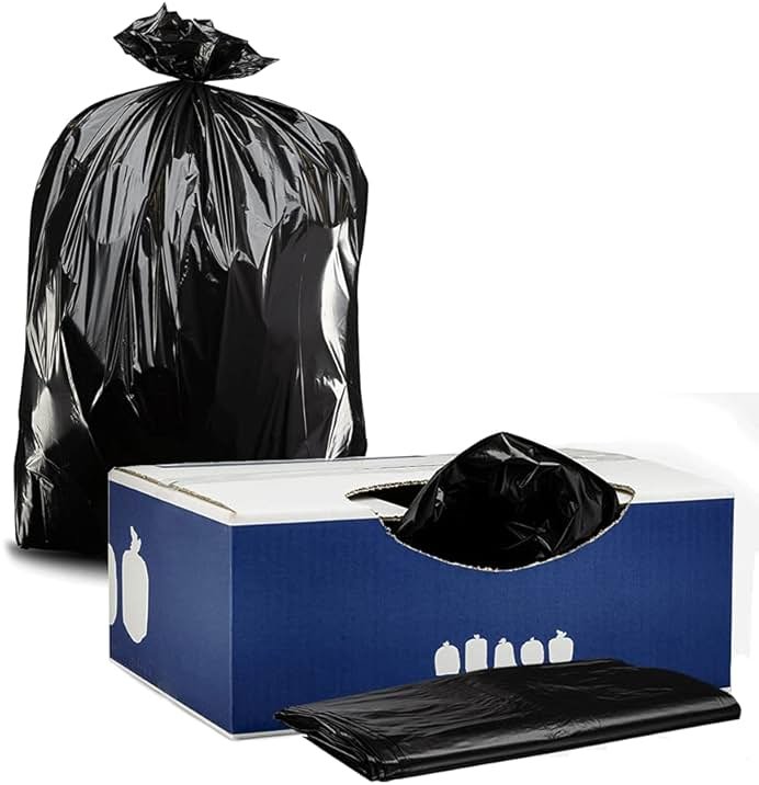 Plasticplace - W14LDB 12-16 Gallon Trash Bags │ 1.2 Mil │ Black Garbage Can Liners │ 24" x 31" (250 Count) - Product Image