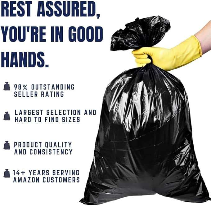 Plasticplace - W14LDB 12-16 Gallon Trash Bags │ 1.2 Mil │ Black Garbage Can Liners │ 24" x 31" (250 Count) - Image 4