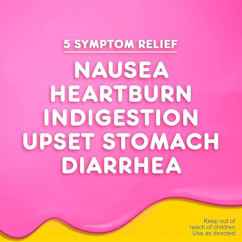 Pepto Bismol Chewable Tablets, Upset Stomach Relief, Nausea Relief, Heartburn Relief, Indigestion Relief, Anti Diarrhea Medication for Adults - 5 Symptom Relief, 30 ct - Image 4