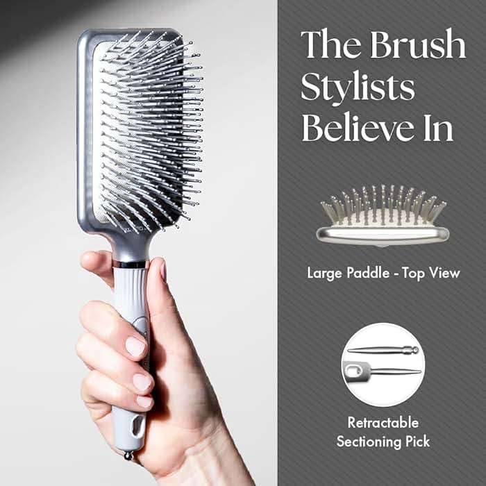 Olivia Garden Ceramic + Ion XL Pro Hair Brush - Paddle Brush for All Hair Types - Smooths and Adds Shine - Image 3