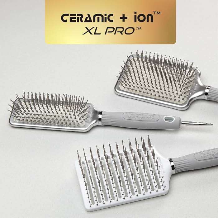 Olivia Garden Ceramic + Ion XL Pro Hair Brush - Paddle Brush for All Hair Types - Smooths and Adds Shine - Image 4