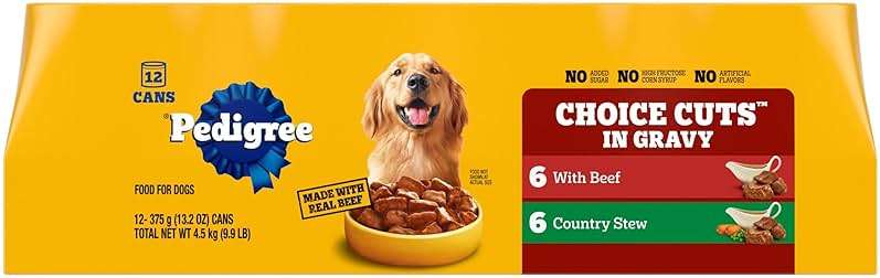 Pedigree Wet Dog Food, Choice Cuts Adult Canned Dog Food, Beef & Country Stew Multipack, 13.2 oz. Cans (12 Count, Pack of 1) - Image 1