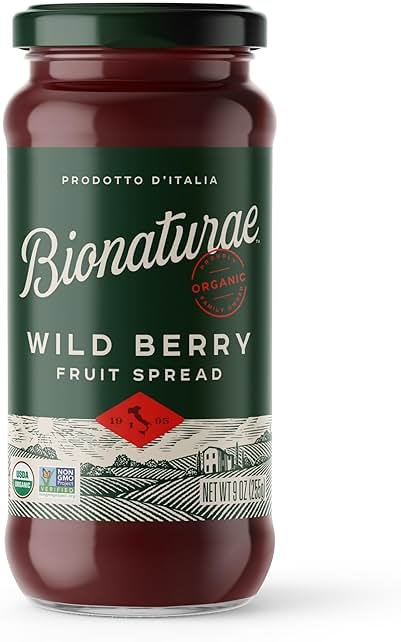 Bionaturae Organic Wild Berry Fruit Spread - Jelly Organic, Non-GMO, USDA Certified, No Sugar Added, No Preservatives, Organic Fruit Jam, Jam Organic, Made in Italy - 9 Oz - Product Image