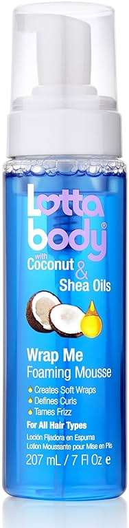 Lottabody Wrap Me Foaming Mousse with Coconut & Shea Oils, Lightweight Moisture-Rich Curl-Defining & Frizz-Control Styling Mousse for Natural Curly, Coily & Relaxed Hair, 7 oz - Image 1
