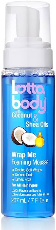 Lottabody Wrap Me Foaming Mousse with Coconut & Shea Oils, Lightweight Moisture-Rich Curl-Defining & Frizz-Control Styling Mousse for Natural Curly, Coily & Relaxed Hair, 7 oz - Product Image