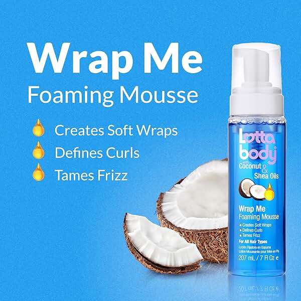 Lottabody Wrap Me Foaming Mousse with Coconut & Shea Oils, Lightweight Moisture-Rich Curl-Defining & Frizz-Control Styling Mousse for Natural Curly, Coily & Relaxed Hair, 7 oz - Image 3