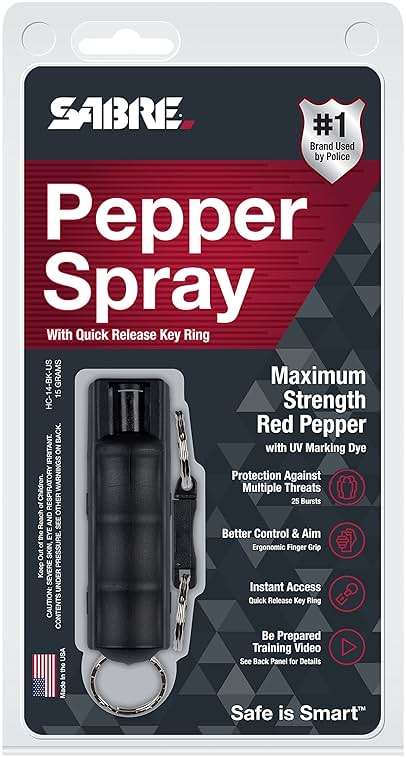 SABRE Pepper Spray with Quick Release Keychain for Self Defense – Maximum Strength OC Spray with UV Marking Dye, Twist Lock Safety, Finger Grip, 10‑Second Spray, 14‑ft Range, Made in USA, 0.54 fl oz - Image 8