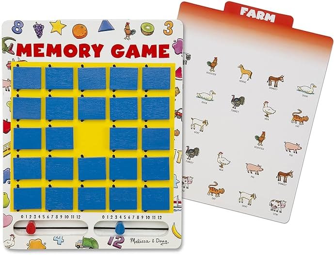 Melissa & Doug Flip-to-Win Portable Wooden Travel Game Board with 25 Flaps & 7 Double-Sided Memory Game Cards—Animals, Colors, Fruits, Shapes & Much More—Preschool Toys for Kids Ages 5+ - Product Image