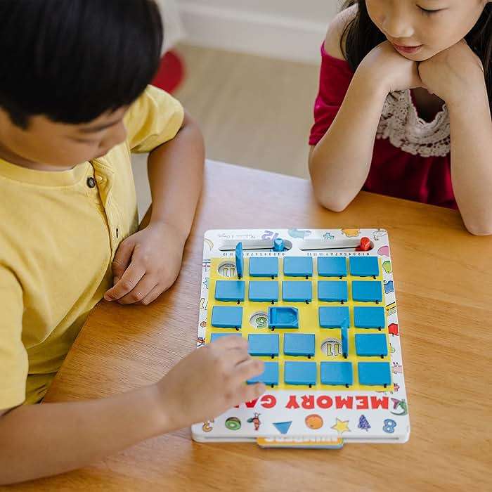 Melissa & Doug Flip-to-Win Portable Wooden Travel Game Board with 25 Flaps & 7 Double-Sided Memory Game Cards—Animals, Colors, Fruits, Shapes & Much More—Preschool Toys for Kids Ages 5+ - Image 3