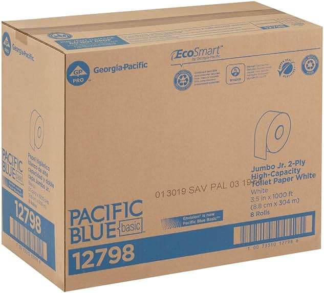 Georgia-Pacific Pacific Blue Basic 2-Ply Jumbo Jr. 9" Toilet Paper by GP PRO (Georgia-Pacific), 12798, 1,000 Linear Feet per Roll, 8 Rolls Per Case - Image 5
