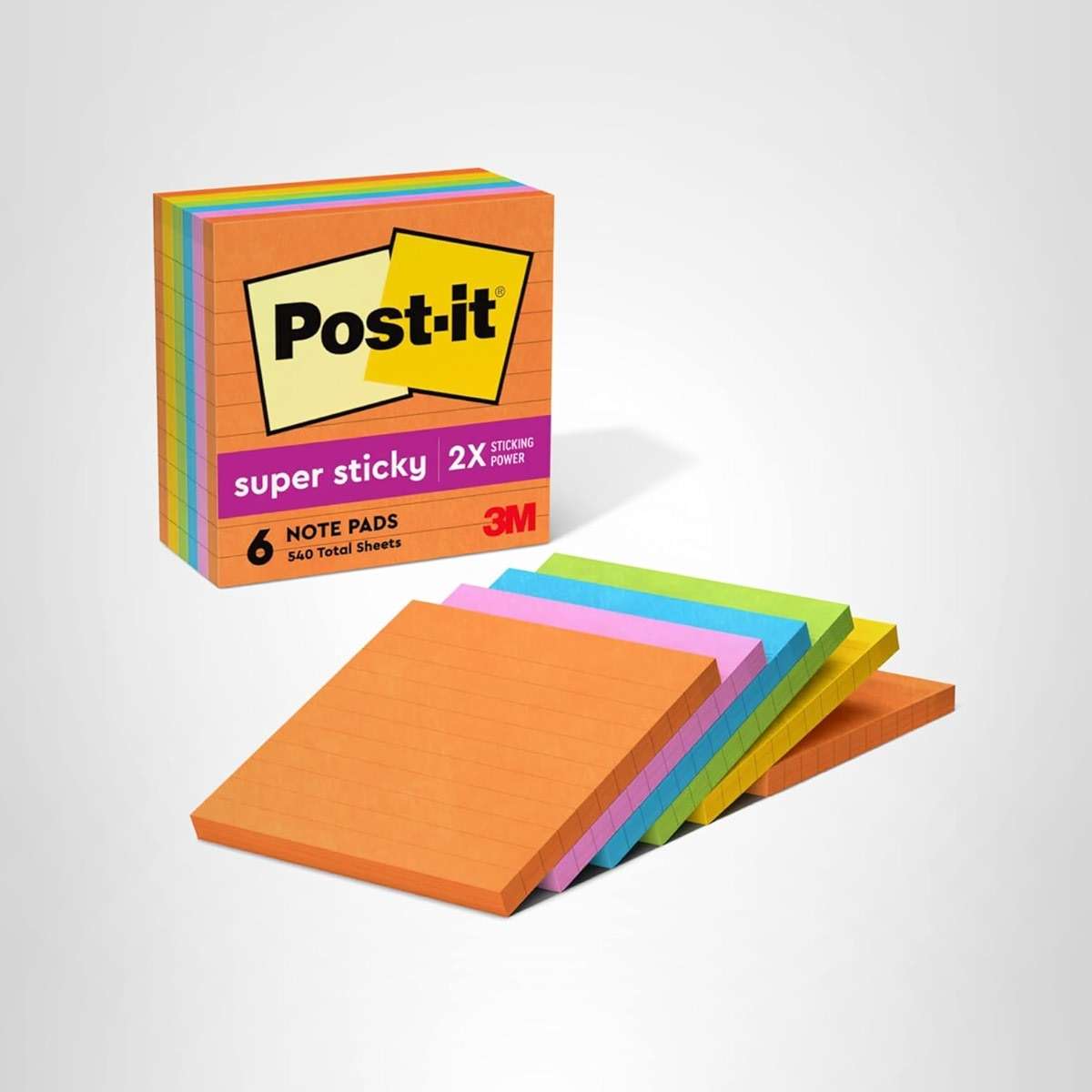 Post-it Super Sticky Lined Notes, 6 Sticky Note Pads, 4 x 4 in., School Supplies, Office Products, Sticky Notes for Vertical Surfaces, Monitors, Walls and Windows, Energy Boost Collection - Image 18