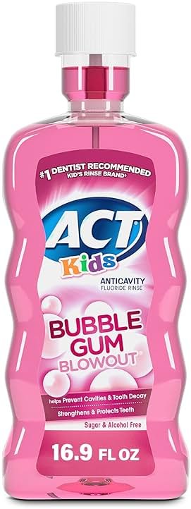 ACT Kids Anti-Cavity Fluoride Rinse, Bubble Gum Blowout, 16.9 oz - Product Image