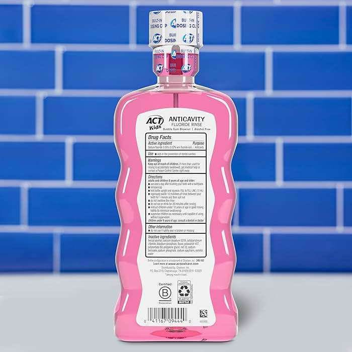 ACT Kids Anti-Cavity Fluoride Rinse, Bubble Gum Blowout, 16.9 oz - Image 2