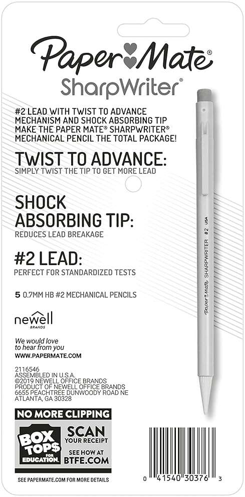 Paper Mate 3037631PP SharpWriter Mechanical Pencils, Twistable Tip, 0.7 Mm, Pack of 1 Blister, Total 5 Pencils - Image 4