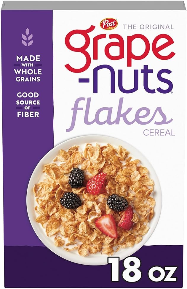 Grape Nuts Flakes Breakfast Cereal, Crispy Whole Wheat and Barley Cereal, Great for Yogurts, Parfaits, and Homemade Snacks, 18 OZ Box - Product Image