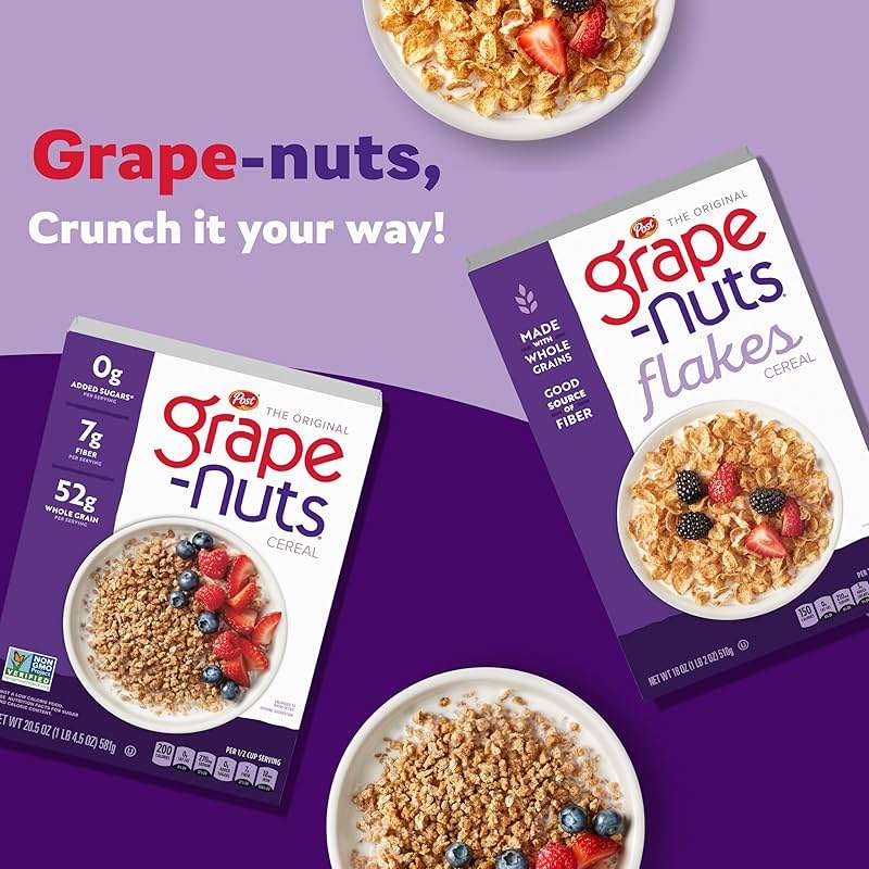 Grape Nuts Flakes Breakfast Cereal, Crispy Whole Wheat and Barley Cereal, Great for Yogurts, Parfaits, and Homemade Snacks, 18 OZ Box - Image 5