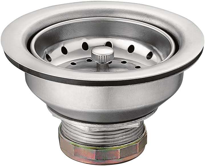 Moen Kitchen Sink Strainer Basket with Drain Assembly, Stainless Steel, 22036 - Image 1