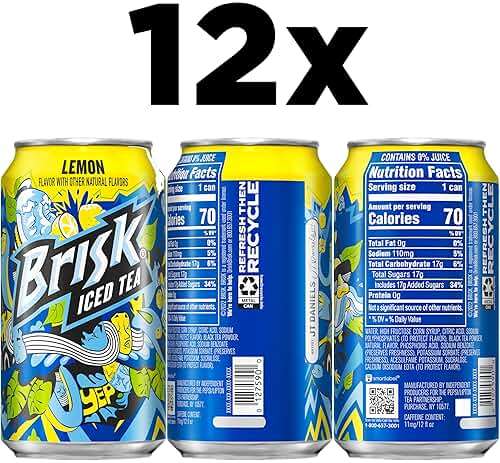 Brisk Lemon Iced Tea, 12 Fl Oz Cans (Pack of 12) - Image 3