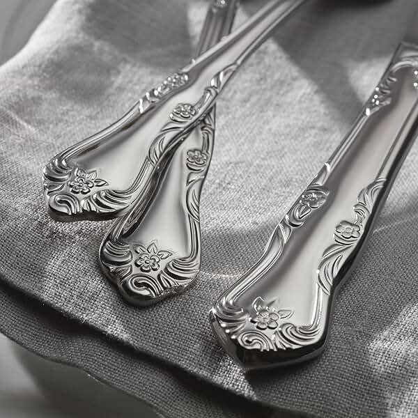 Oneida Silverware Set For 8, Azalea 45-Piece Everyday Flatware Set with Serving Utensils, Floral, Service For 8, 18/0 Stainless Steel, Dishwasher Safe, Knives Spoons And Forks Sets (Silver, 45 Pieces) - Image 6