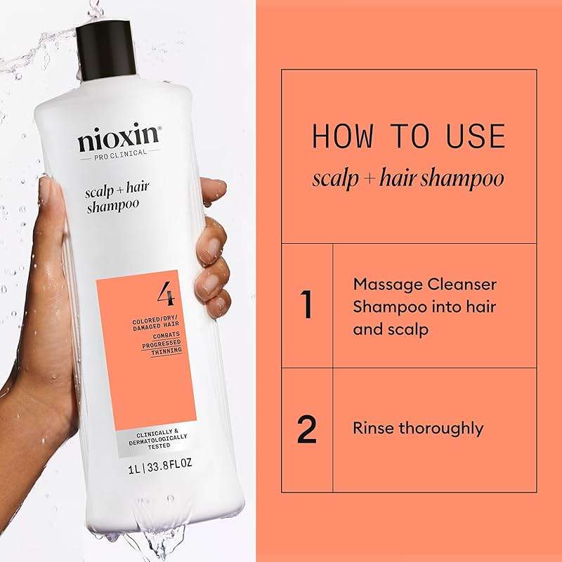 Nioxin System 4 Scalp + Hair Thickening Shampoo for Colored, Dry, & Damaged Hair with Progressed Thinning | Maintain Vibrant Color | Cleanse, Nourish & Boost Hair Density with Niacinamide & Biotin - Image 7