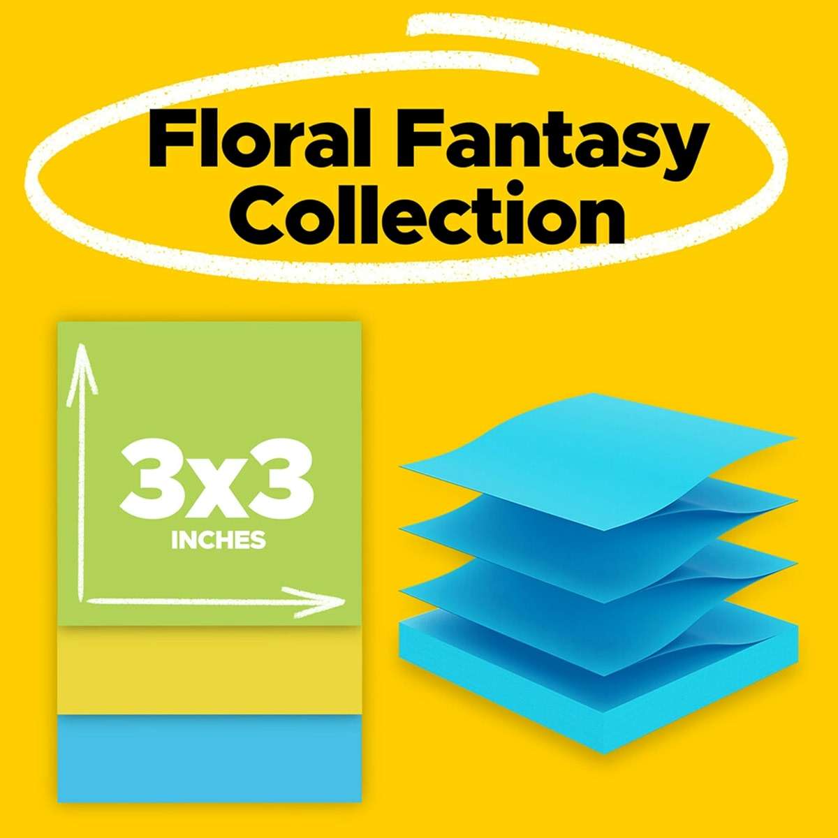 Post-it Pop-up Notes, 18 Sticky Note Pads, 3 x 3 in., School Supplies, Office Products, Accordion Sticky Notes Work with Pop-Up Note Dispenser, Floral Fantasy Collection - Image 3