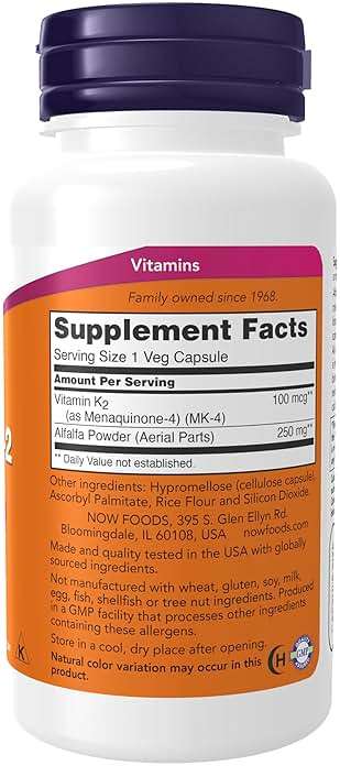 NOW Foods Supplements, Vitamin K-2 100 mcg, Menaquinone-4 (MK-4), Supports Bone Health*, 100 Veg Capsules - Image 2