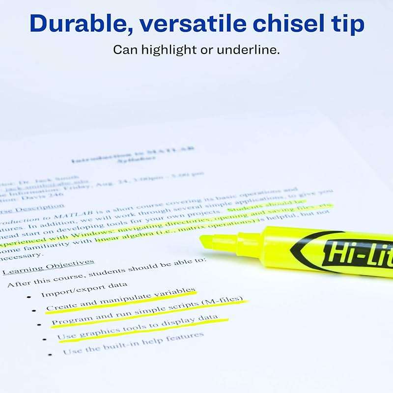 Avery Hi-Liter Desk-Style Highlighters, Smear Safe Ink, Chisel Tip, 12 Fluorescent Yellow Highlighters (24000) - Image 5