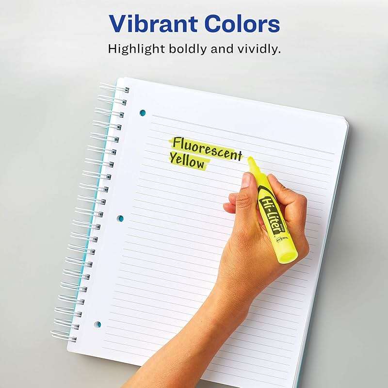 Avery Hi-Liter Desk-Style Highlighters, Smear Safe Ink, Chisel Tip, 12 Fluorescent Yellow Highlighters (24000) - Image 6
