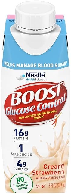 BOOST Glucose Control Ready to Drink Nutritional Drinks, Creamy Strawberry, 8 fl oz Carton (4 x 6 Packs) - Product Image
