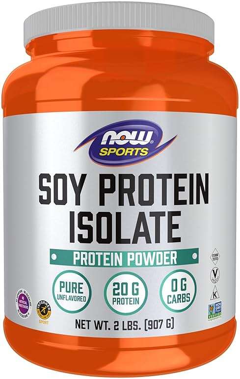 NOW Foods Sports Nutrition, Soy Protein Isolate 20 g, 0 Carbs, Unflavored Powder, 2-Pound - Image 1